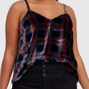 Torrid Sophie Velvet Plaid Swing Cami Size 00 M/L 10 Holiday Whimsigoth